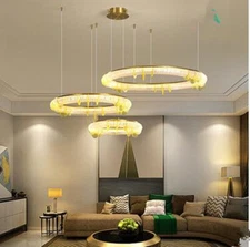 Modern LED steel ring Ceiling Light Chandelier Living Room lobby Pendant Lamp P