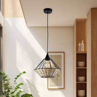 Lqwell® E27 60W Modern HäNgelampe Pendellampe Schwarz, Retro Kronleuchter