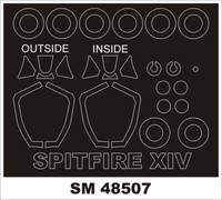 Spitfire Mk.Xiv Canopy & Wheels Painting Mask For Airfix 1/48 Montex SM48507