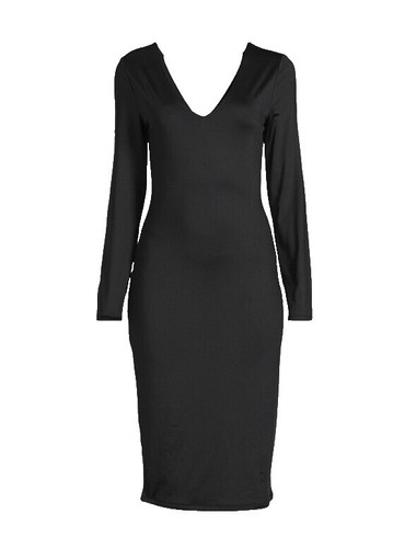 muse jersey dress with sleeves Muse Slit-Sleeve Knotted Front Jersey Navy Dress Women's Size 2, 4