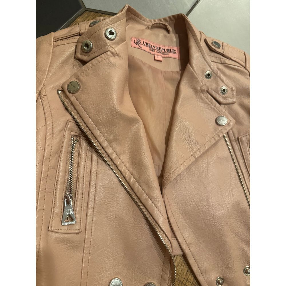 Urban Republic's Girls Faux Leather Moto Jacket pink ribbed style