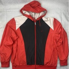 Nike The Athletic Dept Windbreaker Hooded Jacket sz XL Red/Black Full Zip VTG