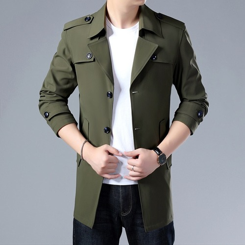 Men Trench Coats Buttons Male Fashion Outerwear Jackets Windbreaker Plus Size - Bild 17 von 20