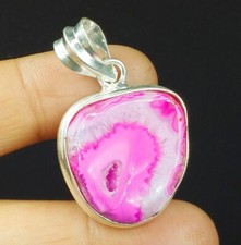 Natural Druzy Gemstone 925 Sterling Silver Women's Pendant