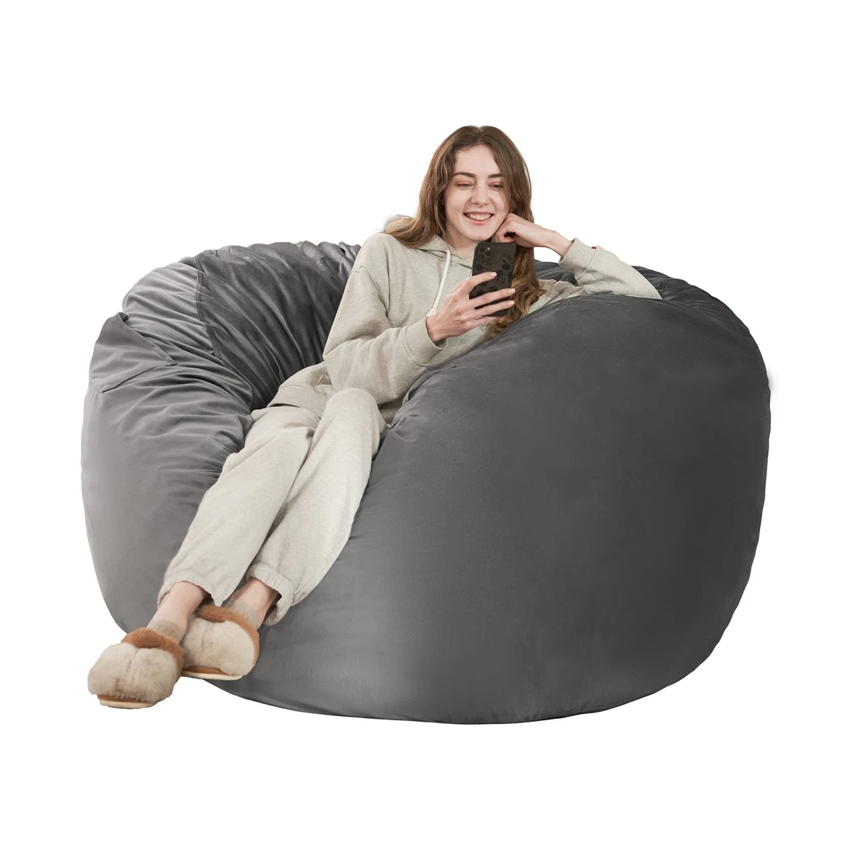 Expanding bean outlet bag chair