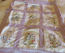 Vintage Embroidered Child's Quilt Now I Lay Me Down to Sleep Handmade Baby Girl