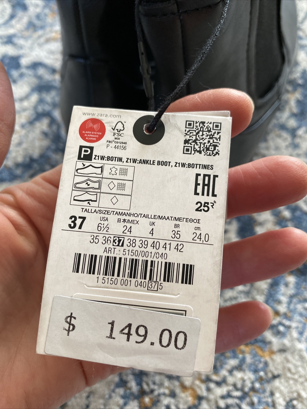 NWT Zara Black Leather Ankle Boots / EU 37 / US 6.5 / Leather, Heel image 3