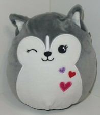 Squishmallows Heidi the Husky 8 Inch Valentine Plush Grey Dog Kellytoy