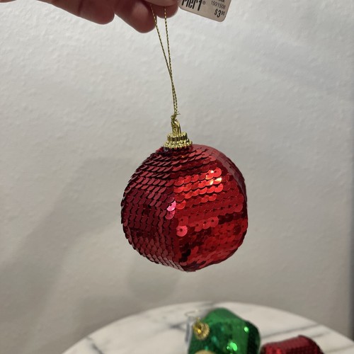 Set of 9 Sequin Christmas Ornaments Jewel Tones Pier 1 DISCO Holiday - 第 6/11 張圖片