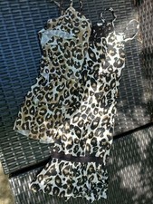 justice girl; lot of 2 leopard brown tank top leaopard black dress 12 14 18 year
