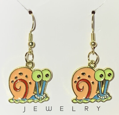 Gold Gary Snail SpongeBob s Pet Snail Drop Dangle Earrings!!