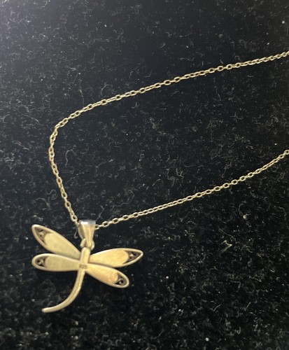 Butterfly Dragonfly Pendant Abalone Shell Necklace Sterling Silver - Picture 8 of 10