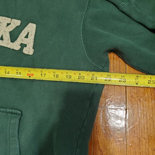 Vintage Alaska Hoodie Mens S Green Sweatshirt Spellout State Up North Sweater - Picture 6 of 13