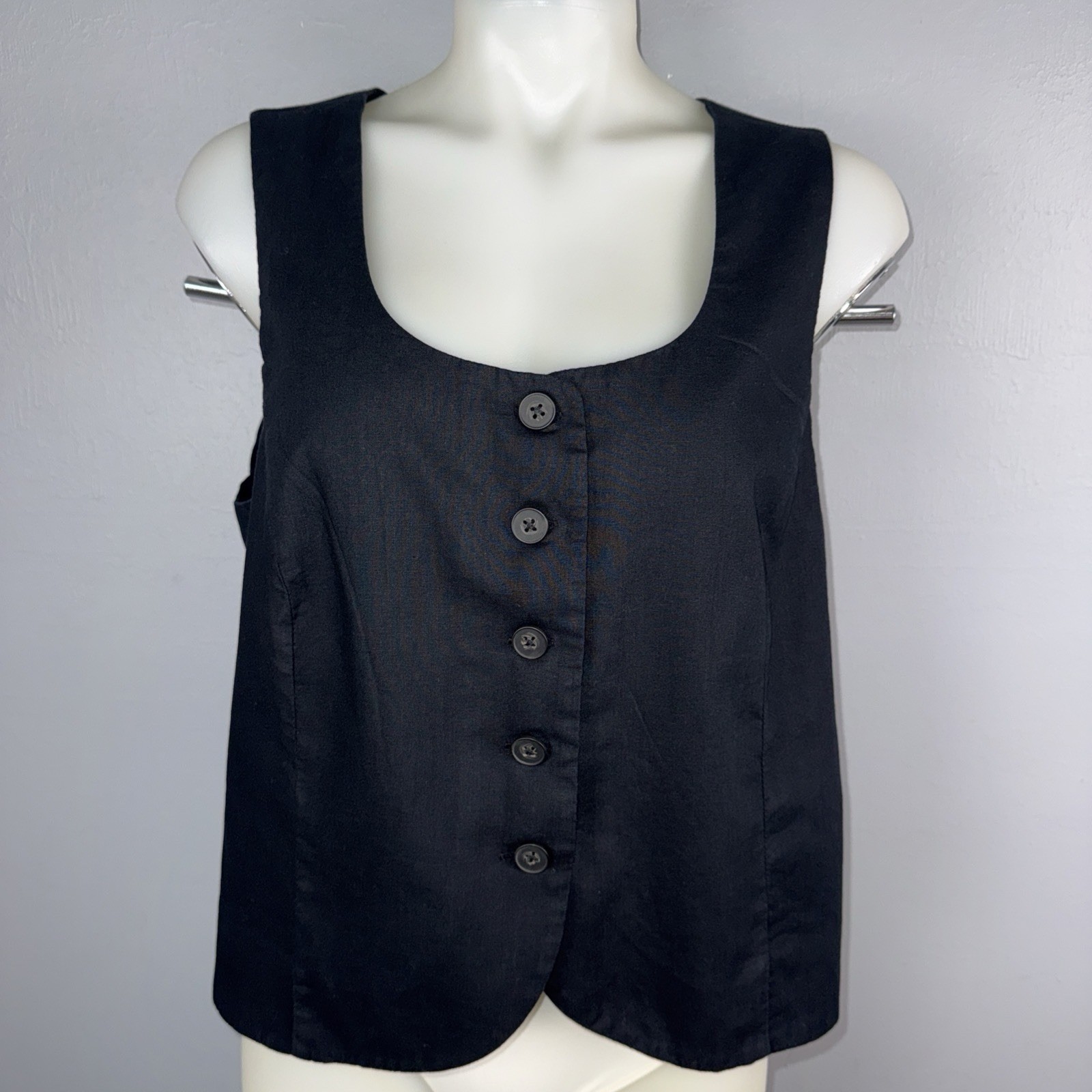 Gap Sleeveless Button-Down Top Vest Women’s L Black 90’s Y2K Dark Academia