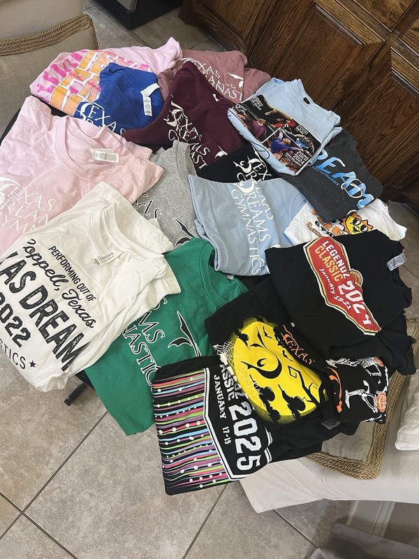 Lot Of 17 Tshirts /16 Size Medium /1 Large…Texas Dreams Gymnastics Variety
