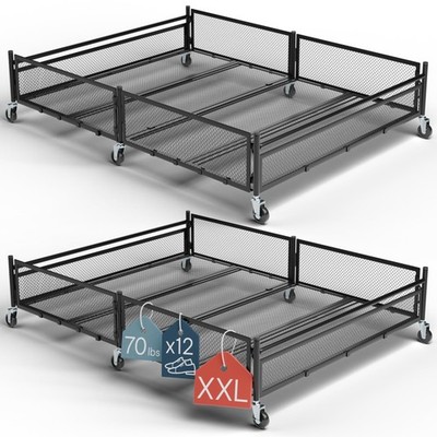 Under Bed Storage with Wheels   Heavy Duty Large Metal Storage Container (70l...