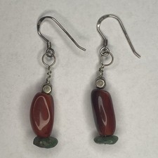 Sterling Silver 925 Hook Dangle Red Carnelian...