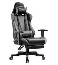 GTRACING Gaming Chair w/ Footrest, Height Adjust, Headrest & Lumbar Support