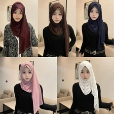 New Elegant Chiffon Women Head Wrap Hijabs Shawl Solid Color Wrap Scarf Bonnet