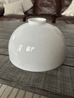 VINTAGE ANTIQUE 10” BELL SHAPE WHITE MILK GLASS OIL LAMP SHADE 10” BOTTOM FITTER