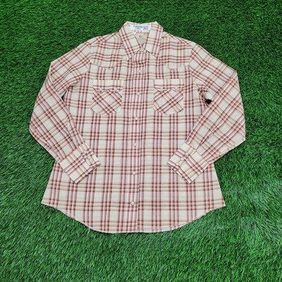 Vintage DEECEE Brand Shirt Women Medium 19x27 Pearl-Snap USA