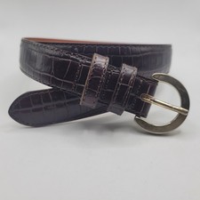 Vintage Casual Corner Belt Small Brown Leather Croc Embossed Gold Buckle Italy