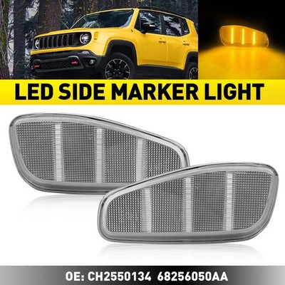 2-20PCS Amber LED Side Marker Clear Turn Signal Lights For 2015-23 Jeep Renegade