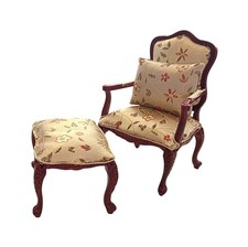 Fauteuil Et Pouf En Acajou Et Or Mobilier De Salon Victorien