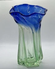 Vintage Cobalt Blue And Green Vase