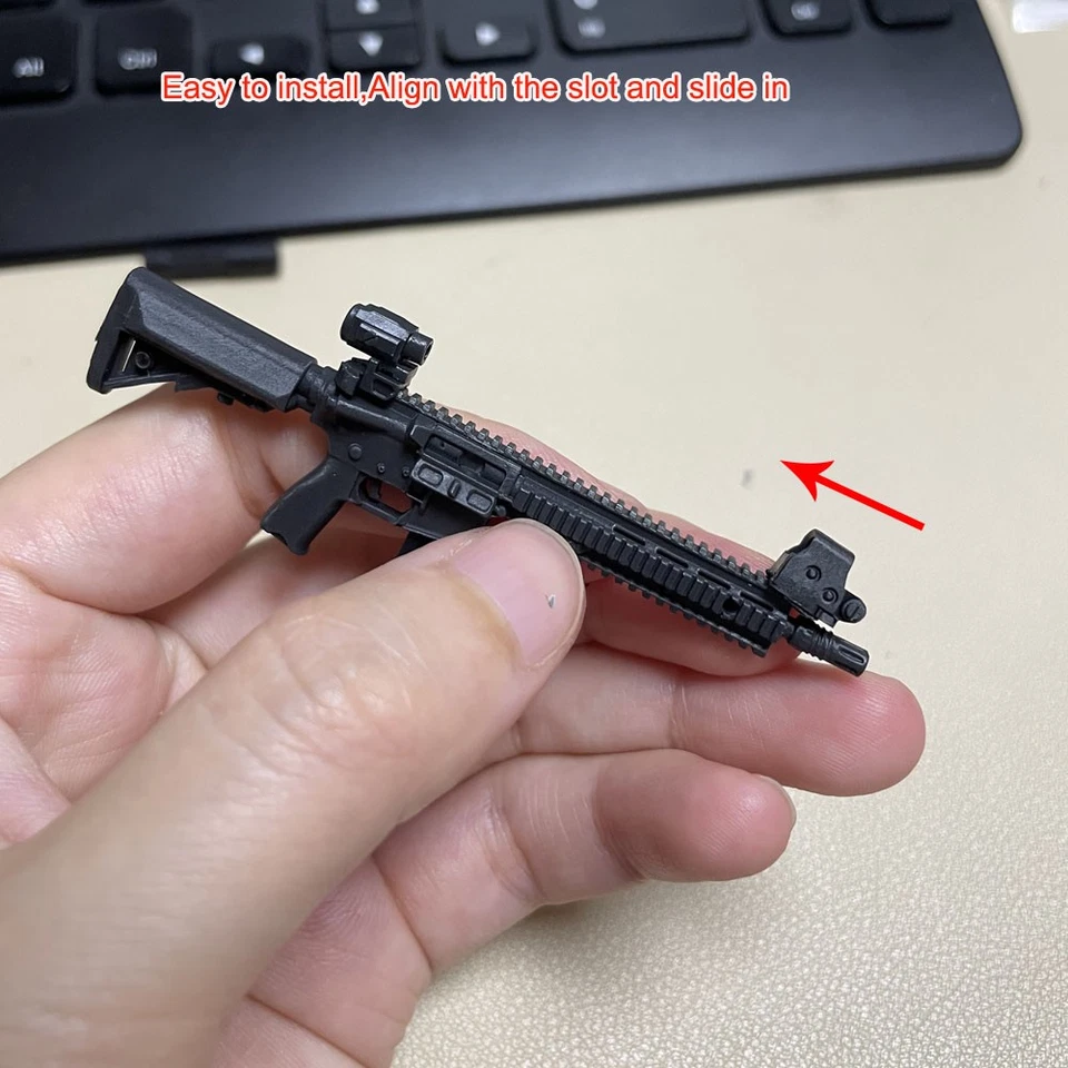 未上漆 1/12 比例黑色枪支武器模型适用于定制 6 英寸可动人偶装饰 — 第 4/4 张图片
