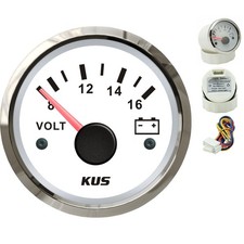 Kus Voltmeter Battery Gauge Electrical For Boat Car Truck Marine Stainless 8-16v