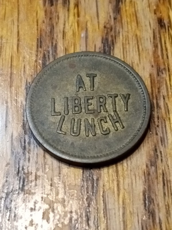 At Liberty Lunch Good For 5¢ In Trade Brass Token Nickel Size Cadillac Michigan