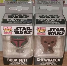 Llavero Pop de Bolsillo Star Wars - Lote de Dos - Boba Fett y Chewbacca (Nuevo)