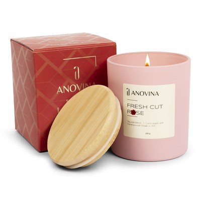 New in USA, Anovina Fresh Cut Roses Scented Candle Soy Wax Blend an Elegant Gift