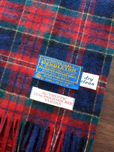 Pendleton Virgin Wool Scarf Adult Red Blue Brown Plaid Fringe Lot of two scarfs - Picture 8 of 11