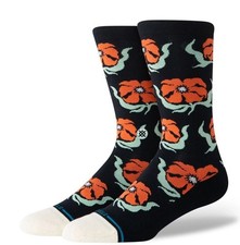 STANCE BROADCAST CREW SOCKS.NEW BLACK FLORAL PATTERN CUSHION SIZE L 9 - 13