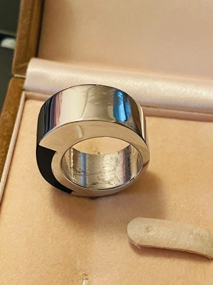 Anillo CHANEL Marca de Coco Logo Plata 925 Negro Joyería Moda Accesorios Unisex Informal Foto 2 de 4