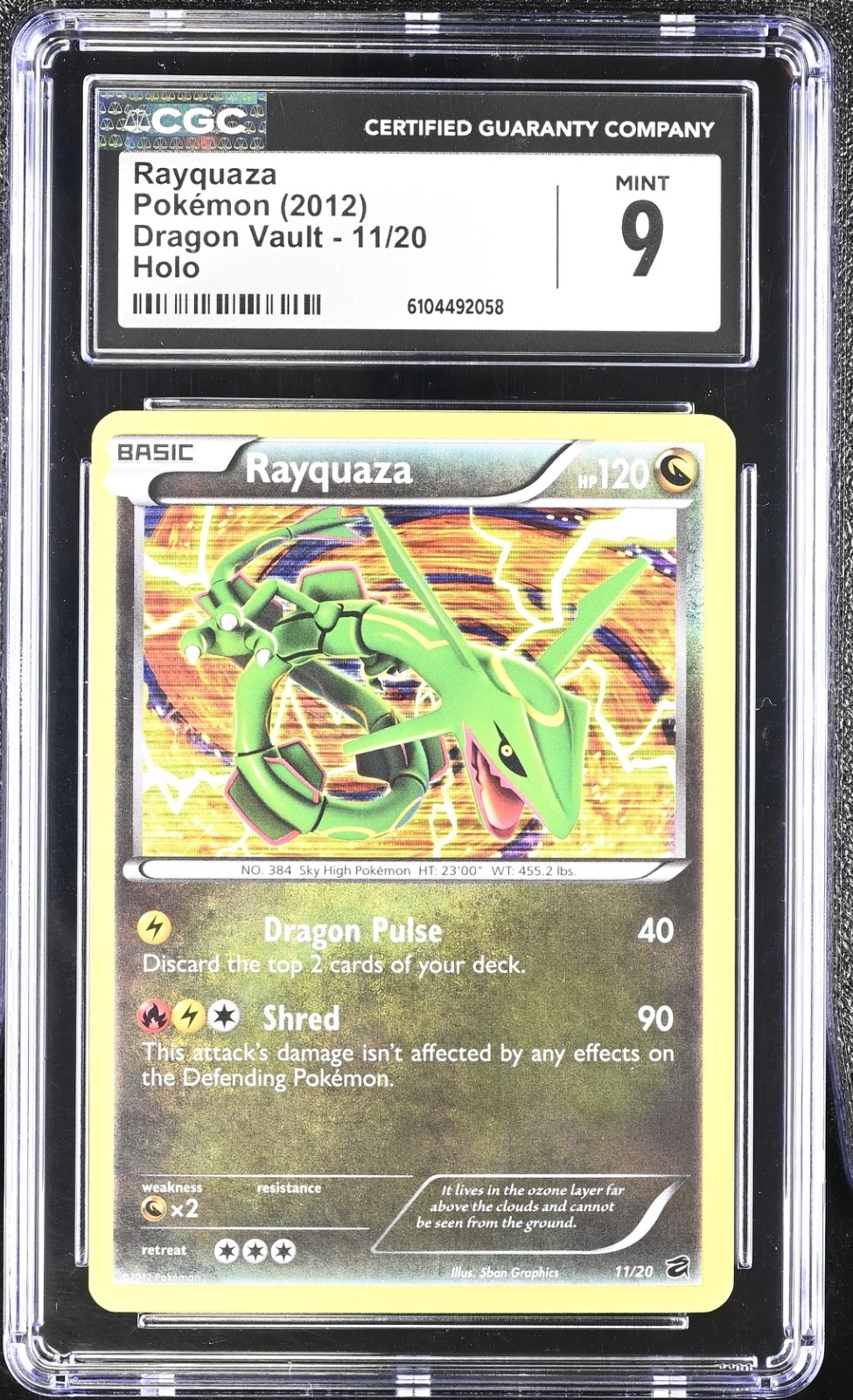 CGC 9 Rayquaza 11/20 2012 Dragon Vault Holo