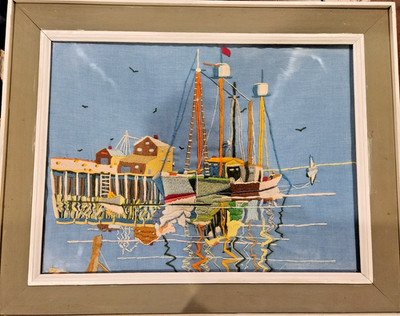 Colorful Newport Boating w/Reflections -Columbia Minerva 7300 Yarn Needlepoint