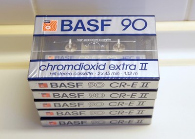 5 Stück BASF CR-E II 90 Audiokassette, Typ II, MC Tape, ovp, neu,