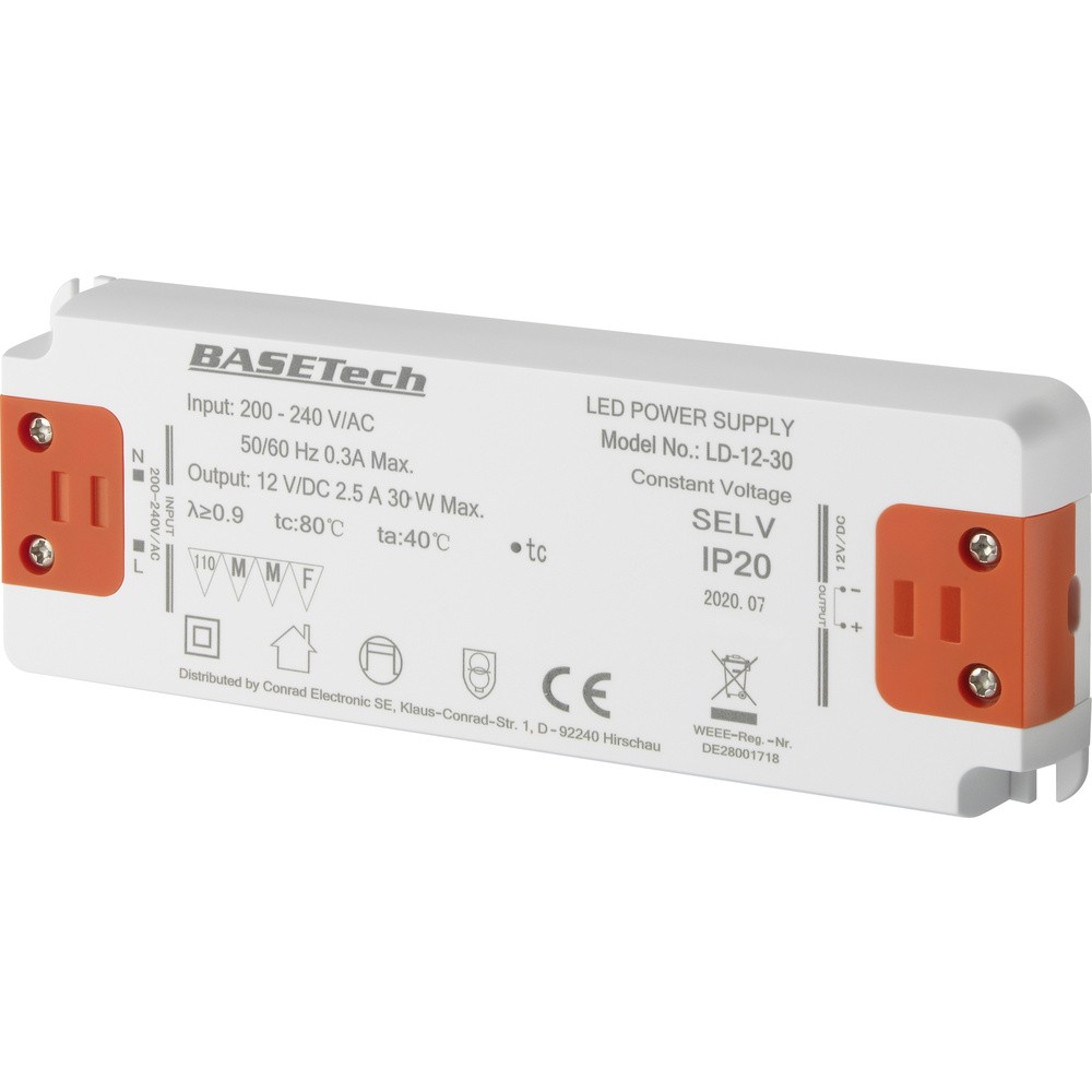 Basetech LD-12-30 LED-Лампа постоянного тока Trafo мощностью 30 Вт 25 А предназначенная для использования в быту 5490₽