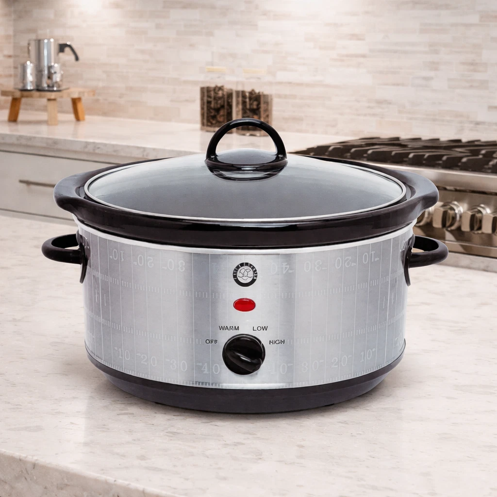 Chef’s Counter 3.7 QT Slow Cooker – Glass Lid, Adjustable Temperature Control