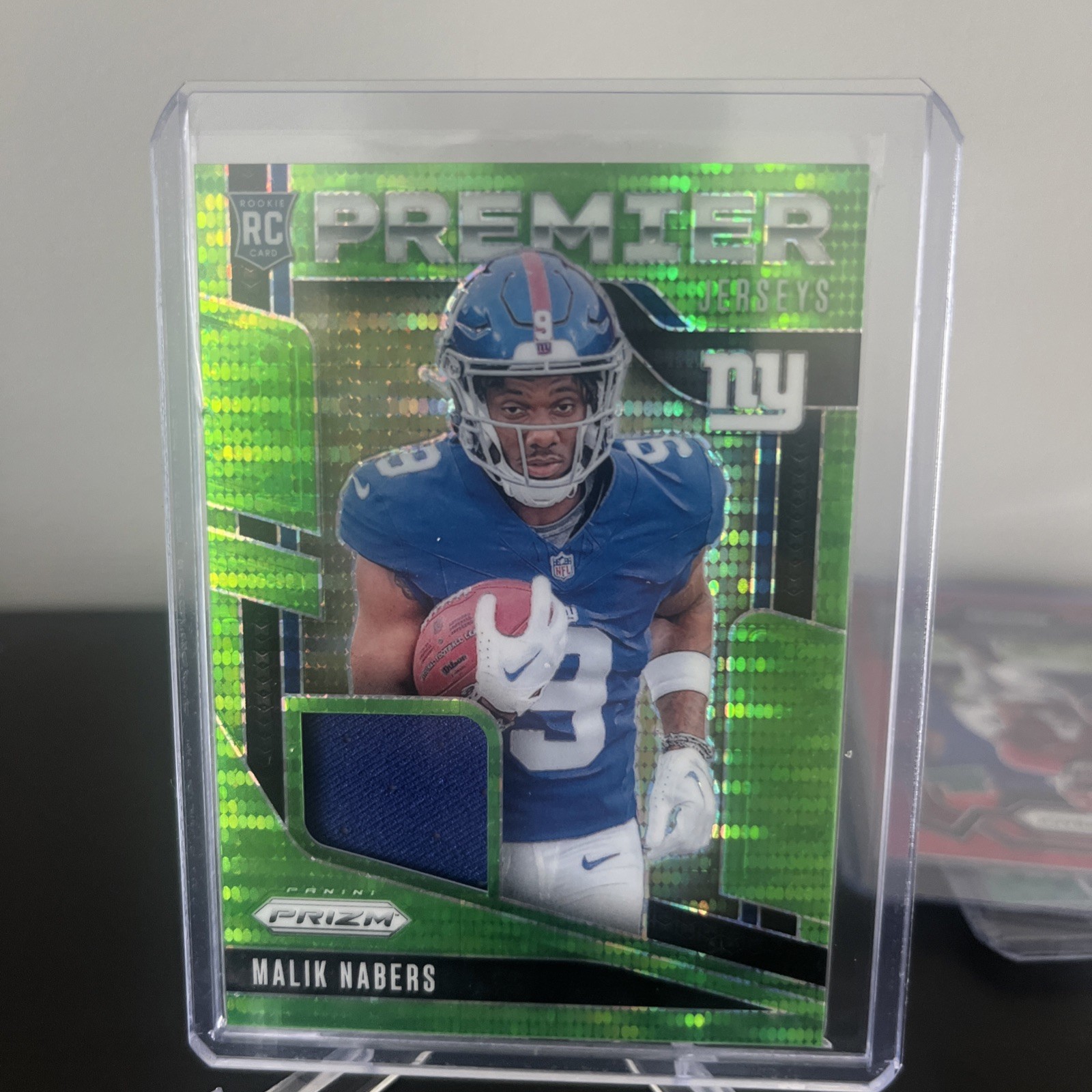 2024 Panini Prizm - Premier Jerseys Malik Nabers #PJ-MNS Neon Green Pulsar Prizm