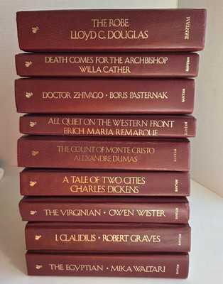 9 The Greatest Historical Novels Bantam Leatherette Gold Gilt Decor READ