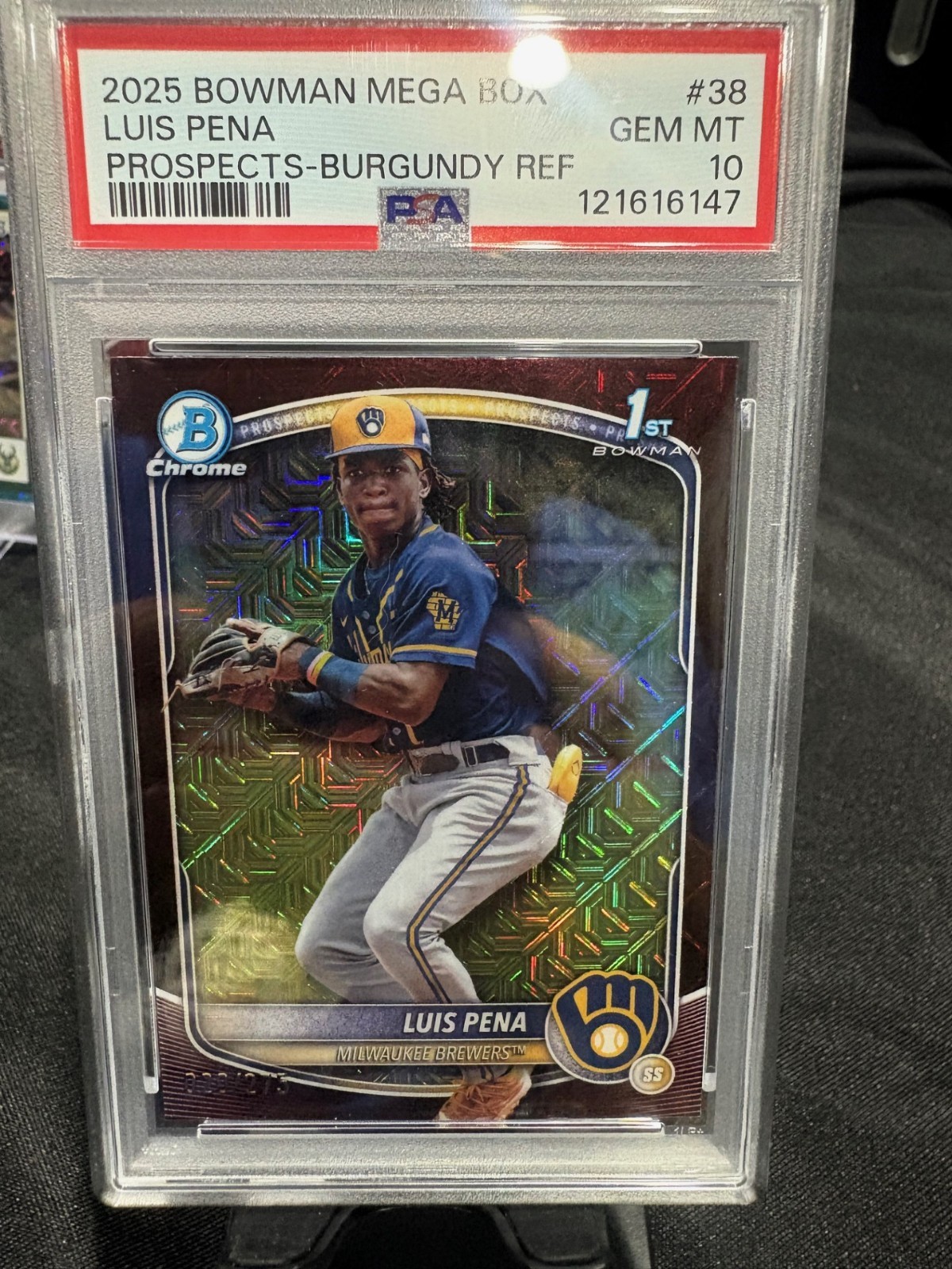 Luis Pena 2025 Bowman Mega Box Prospects Burgundy Refractor 1st Bowman #ed /275