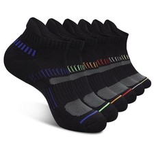 Mens Cotton Athletic Ankle Socks Performance Cushioned Breathable Low Cut Tab...