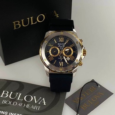 Bulova Marine Star Series A 98B277 Black Dial Silicone Strap Men's Quartz Watch