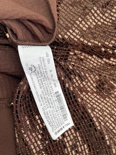 BNWTS. PULL & BEAR-NIGHTOUT. SIZE 8/10. CHOC SPARKLY BANDEAU WRAP MINI DRESS - Picture 4 of 14