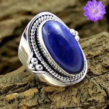 Lapis Lazuli Gemstone 925 Sterling Silver Handmade Jewelry Ring Gift For Her