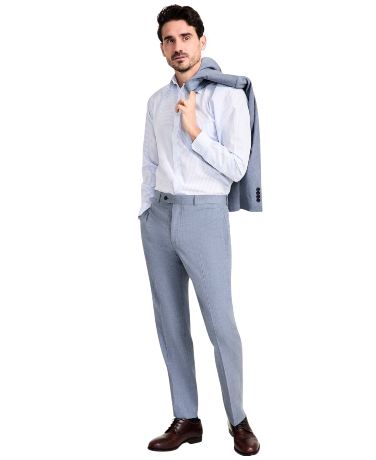 Brooks Brothers Mens Classic fit Dress Pants 34 30 Light Blue Solid Stretch 7190₽